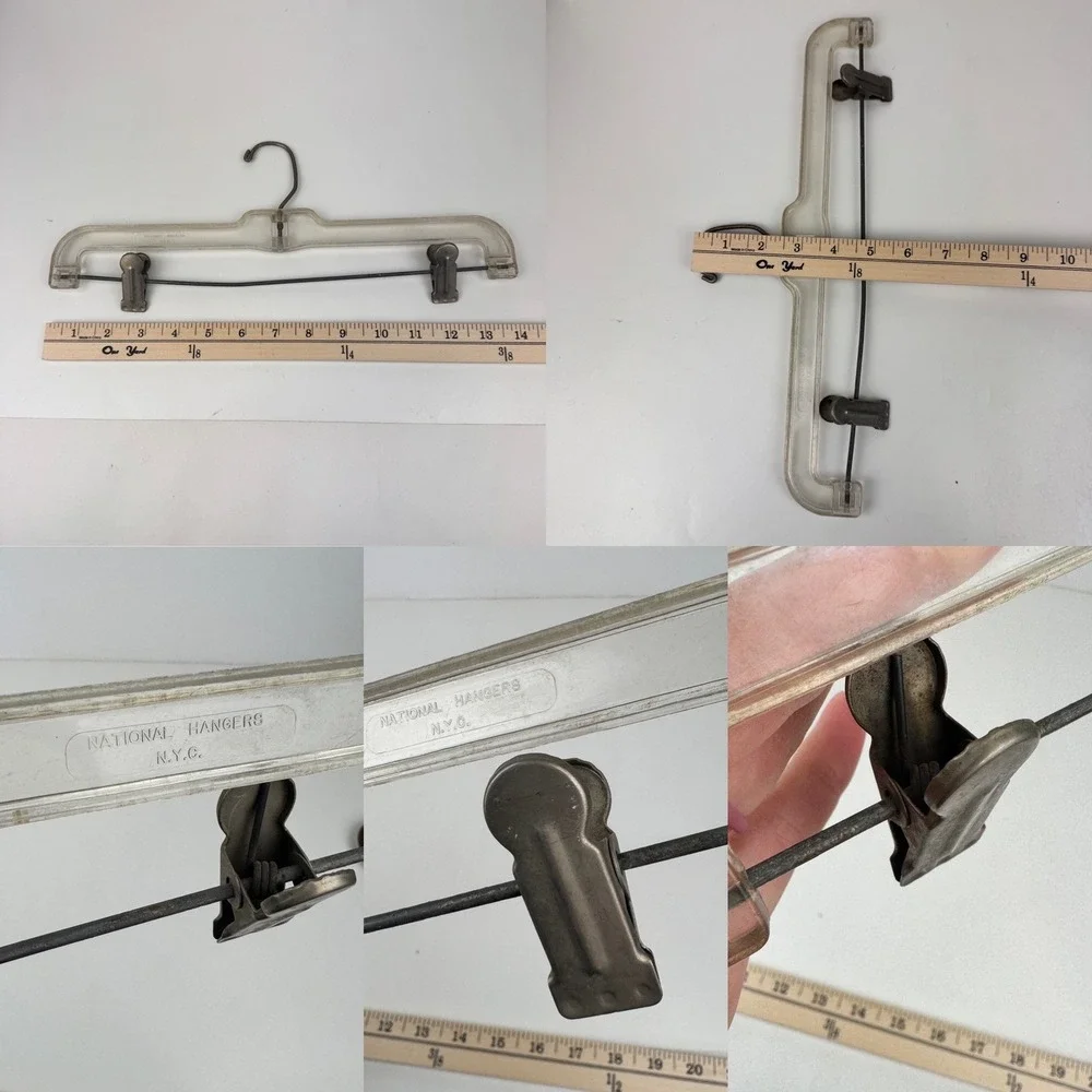 1 Vtg Plastic Brown 5 Tier Closet Hanger w Side Hooks and 2 Plastic Hangers READ